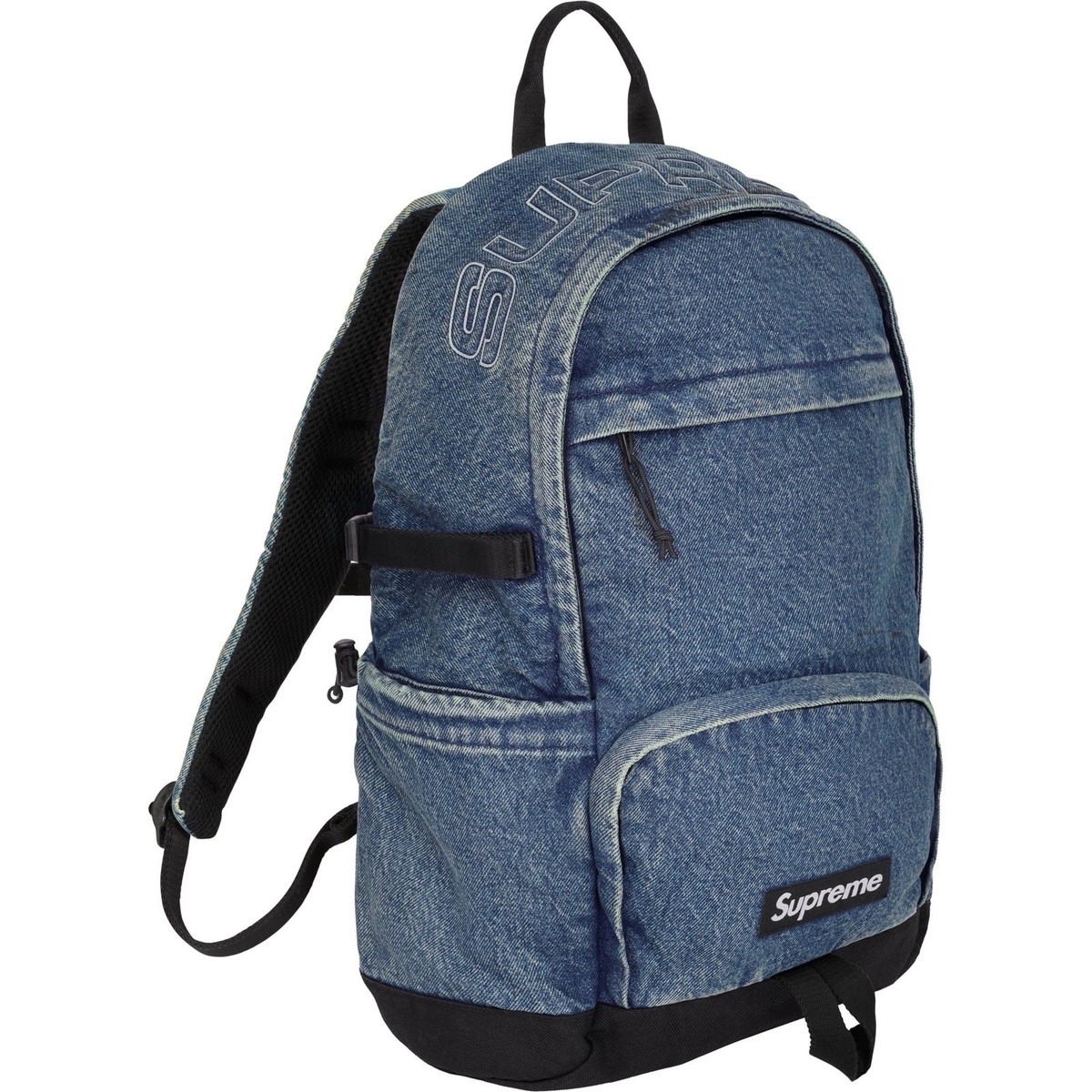 Supreme Denim Backpack Washed Indigo Reflective Logo Water