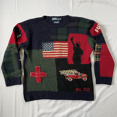 RARE Vintage Polo Ralph Lauren 9/11 Tribute Sweater Size XXL Hand