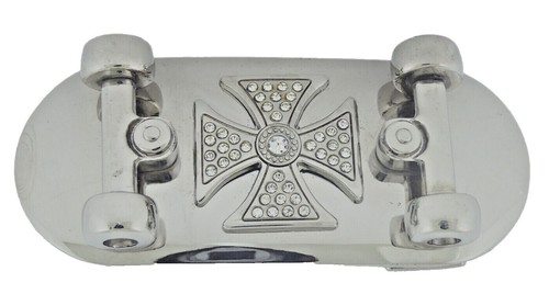 Vintage Y2K Oakley Gray Leather Belt Skull Buckle Rare NEW WITH