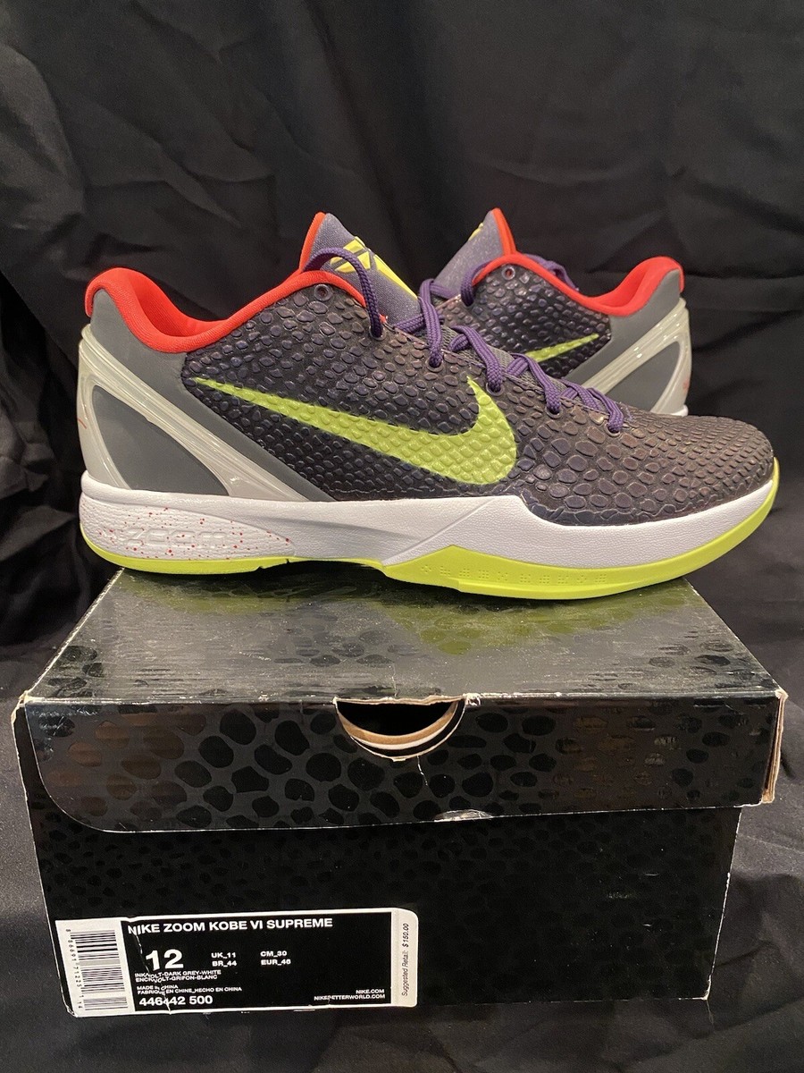 Nike Zoom Kobe VI 6 Supreme Chaos Joker Ink Volt White Size 12 DS