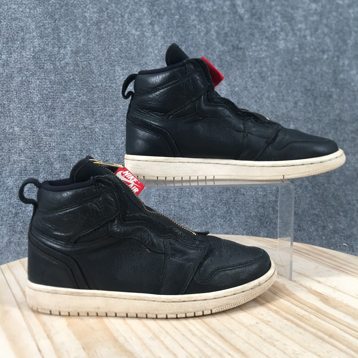 Nike Shoes Womens 8 Jordan 1 Retro High Zip Sneakers Black Leather