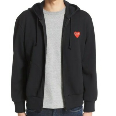 COMME DES GARÇONS PLAY Black Zip-Up Hoodie Size M | eBay
