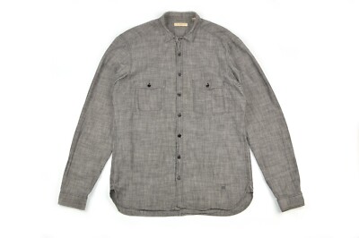 Burberry Brit Gray Light Denim Cotton Button Shirt THTHAGAR129SAM