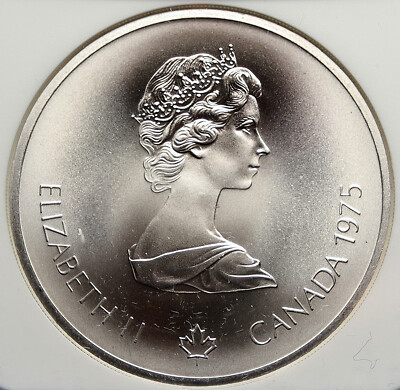 1975 CANADA Elizabeth II Olympic Montreal SHOT PUT Silver $10 Coin