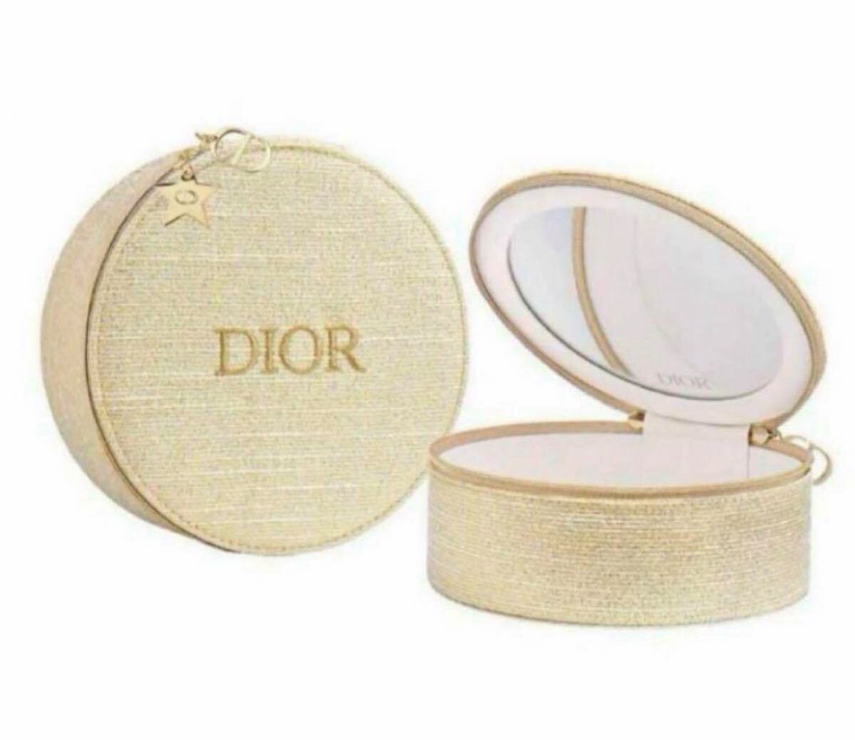 Christian Dior 2024 Holiday Novelty Round vanity pouch with mirror