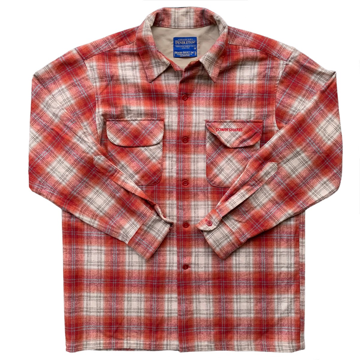 Pendleton Board Shirt Jac Men's M Orange Plaid Virgin Wool Loop