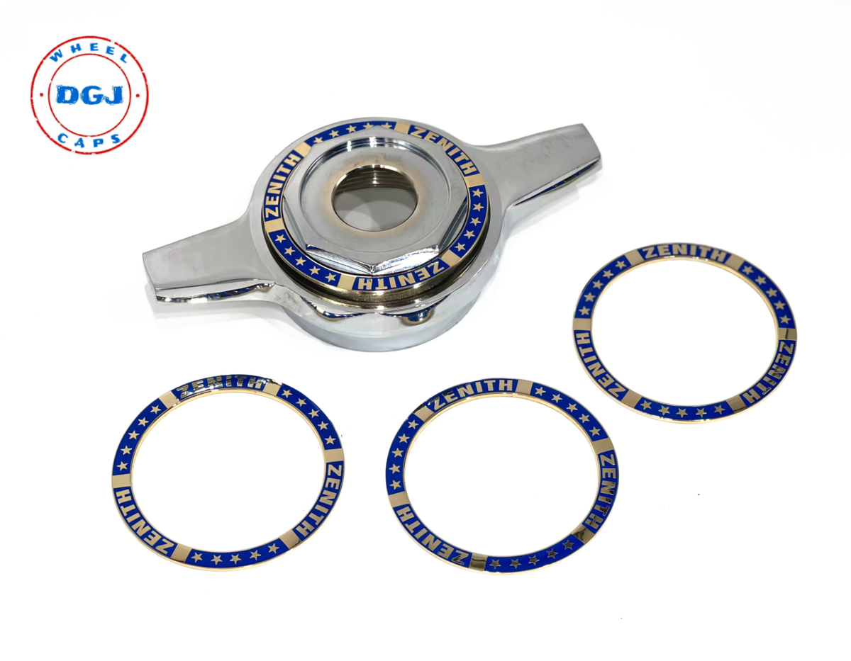 Superswept Zenith Blue on Gold Rings for Lowrider Wire Wheel