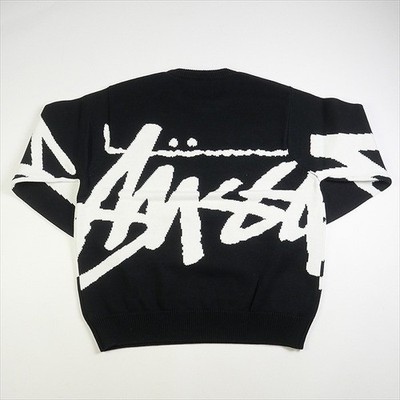 Stussy's big lettered logo crewneck sweater color Black size-XS