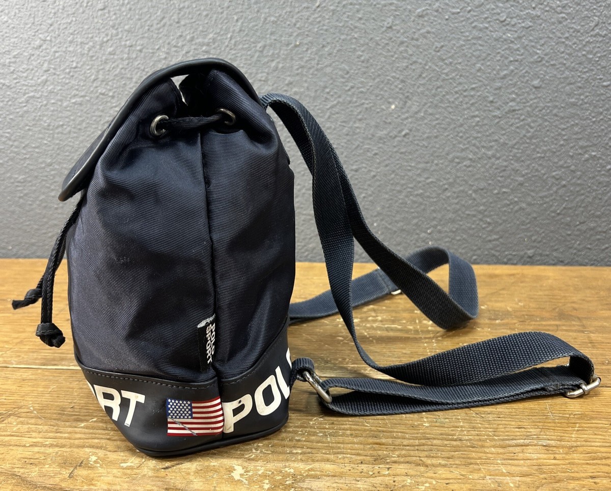 Vintage Polo Sport Ralph Lauren Mini Backpack Writing Logo Nylon