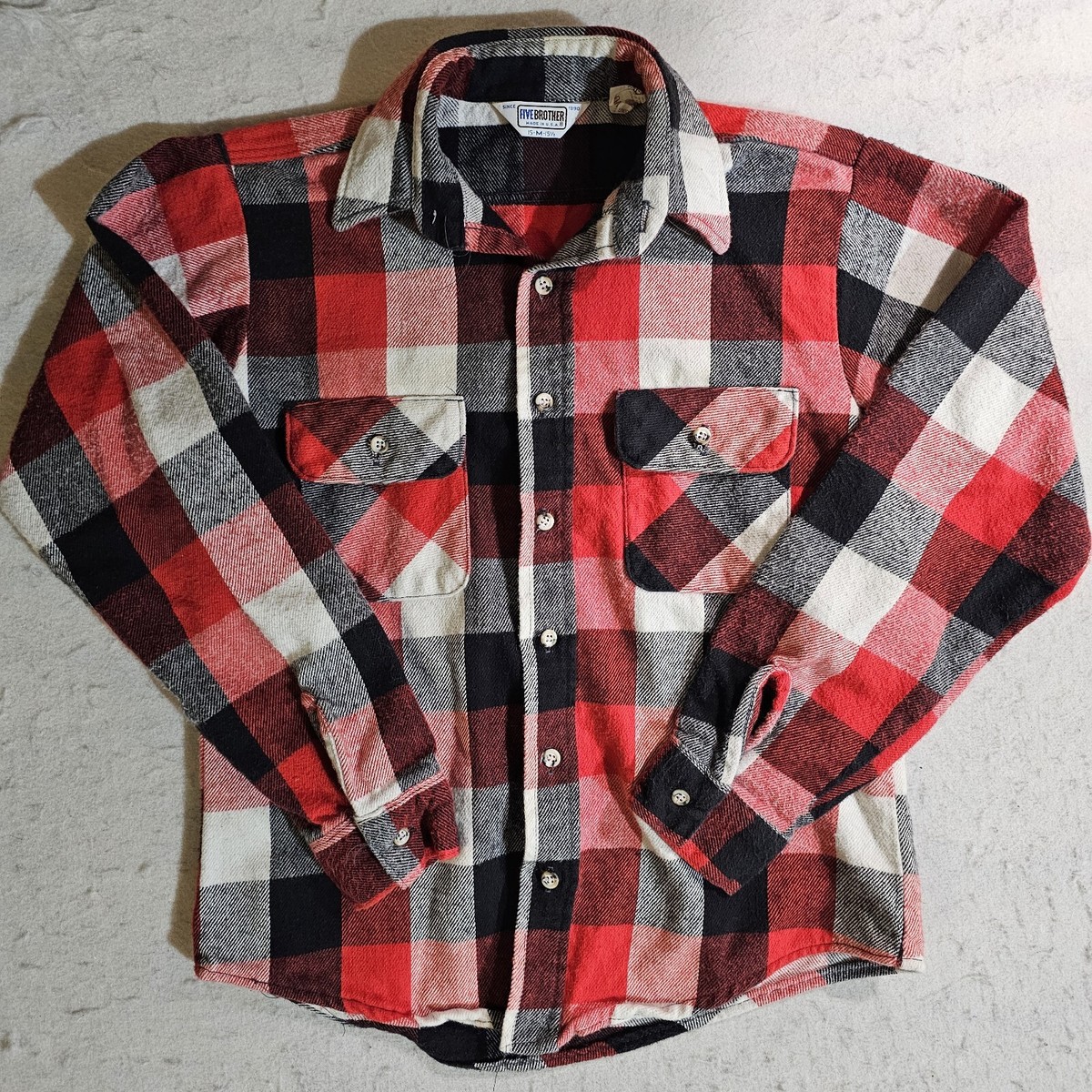 Vintage Five Brothers Heavyweight Plaid Flannel Shirt Men's Size