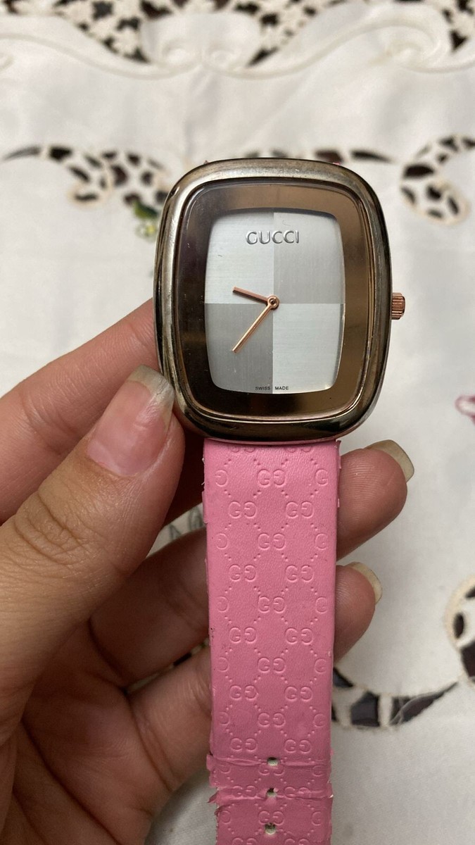Gucci A8878 Women Quartz Watch Pink Genuine Leather Swiss Made