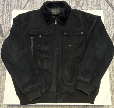 Sean John Suede bomber jacket vintage with faux fur XXL (used