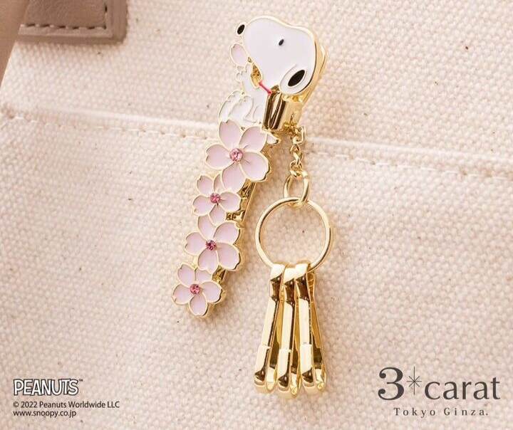 Peanuts Snoopy Bag Key Clip MINI Snoopy & Sakura Cherry Blossoms