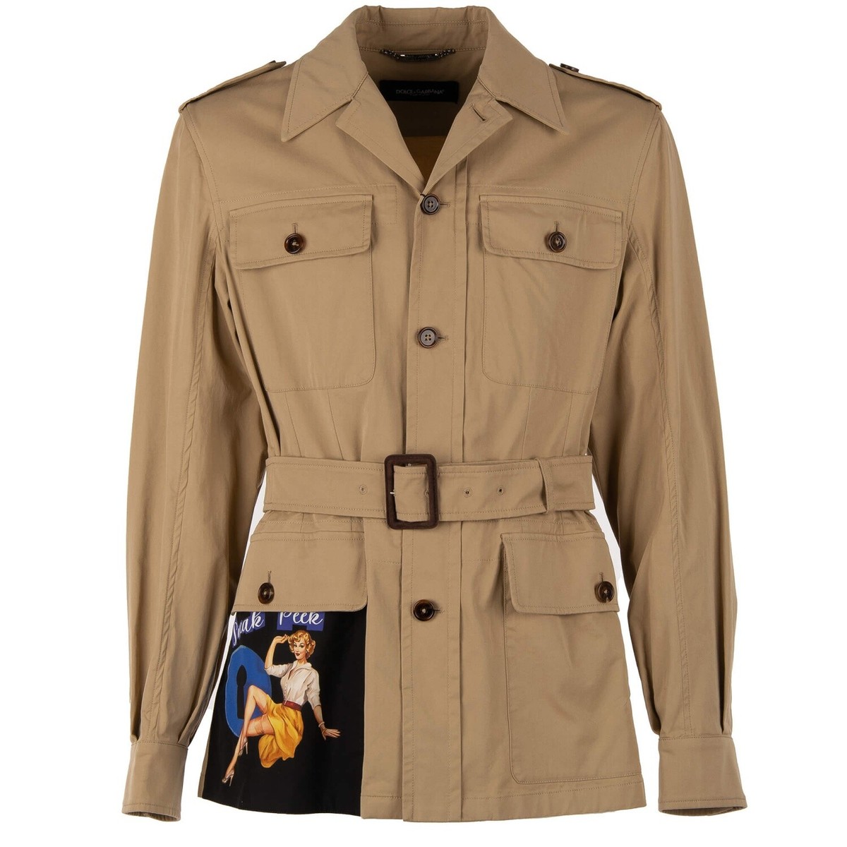 DOLCE & GABBANA Canvas Safari Jacket SNEAK PEEK with Belt Pockets