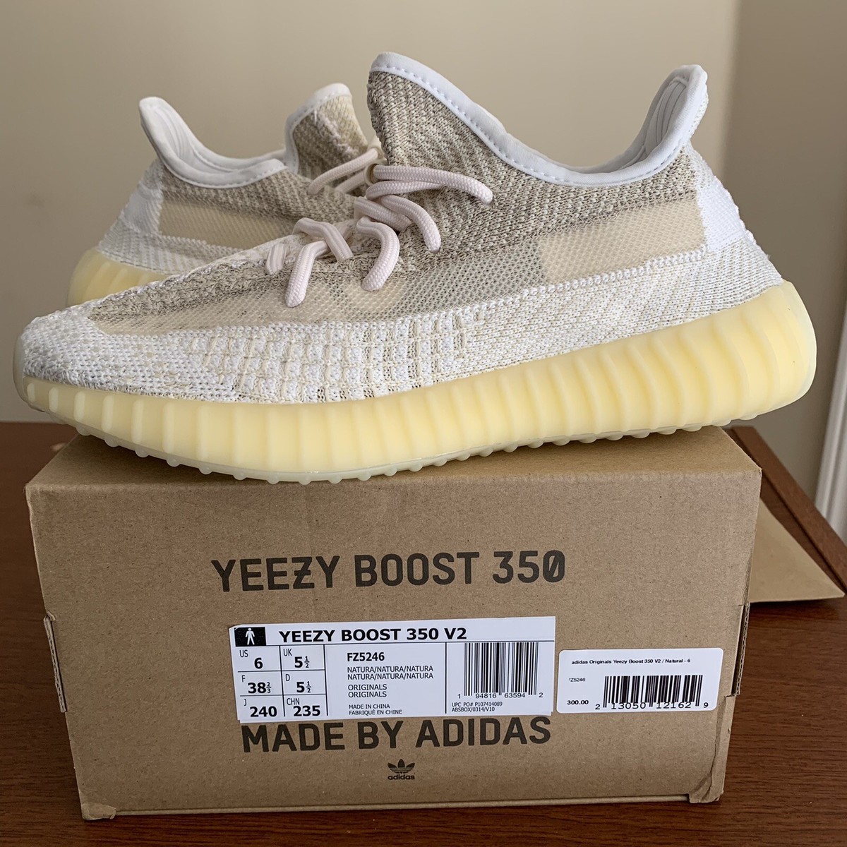 Brand New Deadstock Adidas Yeezy Boost 350 V2 Natural Mens US Size