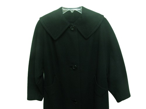 Luxury 100% Cashmere Double Chester Coat Black Long Elegant Used