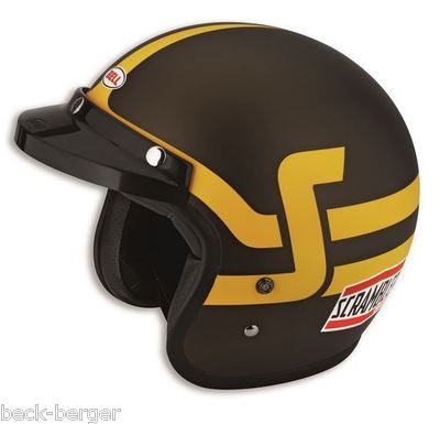 Ducati Bell Scrambler Short Track Jet Helmet Braun Yellow New | eBay