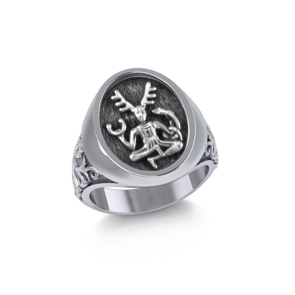 Cernunnos God Signet Ring 925 Sterling Silver Fine Pagan Wiccan
