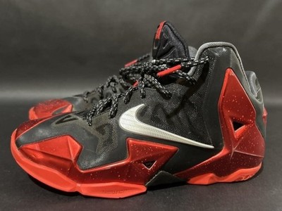 Nike Shoes - 2013 LeBron 11 Miami Heat Away Metallic Red Black