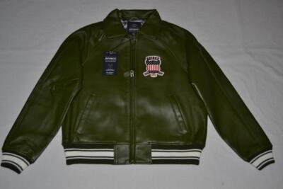 AUTHENTIC Avirex Icon Leather A1 BOMBER Jacket MENS OLIVE GREEN