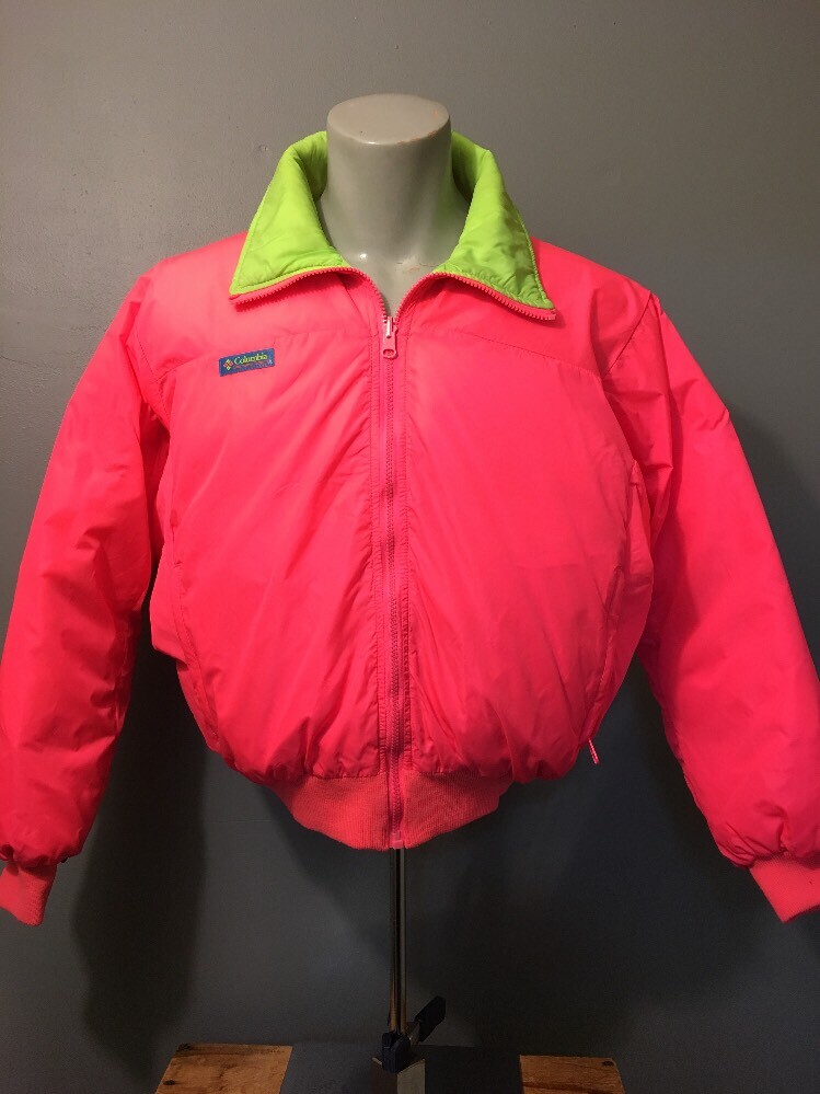 Vintage 80s 90s Columbia Neon Hot Pink Down Ski Jacket Mens M