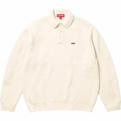 Supreme Small Box Polo Sweater FW23 4colors Black Ivory Grey Brown