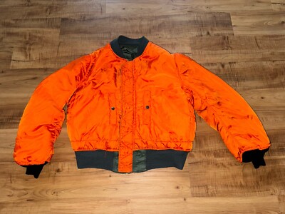 Vintage MA-1 Flight Bomber Jacket Mens Large Scovill zipper Sleeve