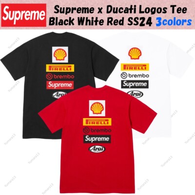 Supreme x Ducati Logos Tee Black White Red SS24 3colors Size S-XXL