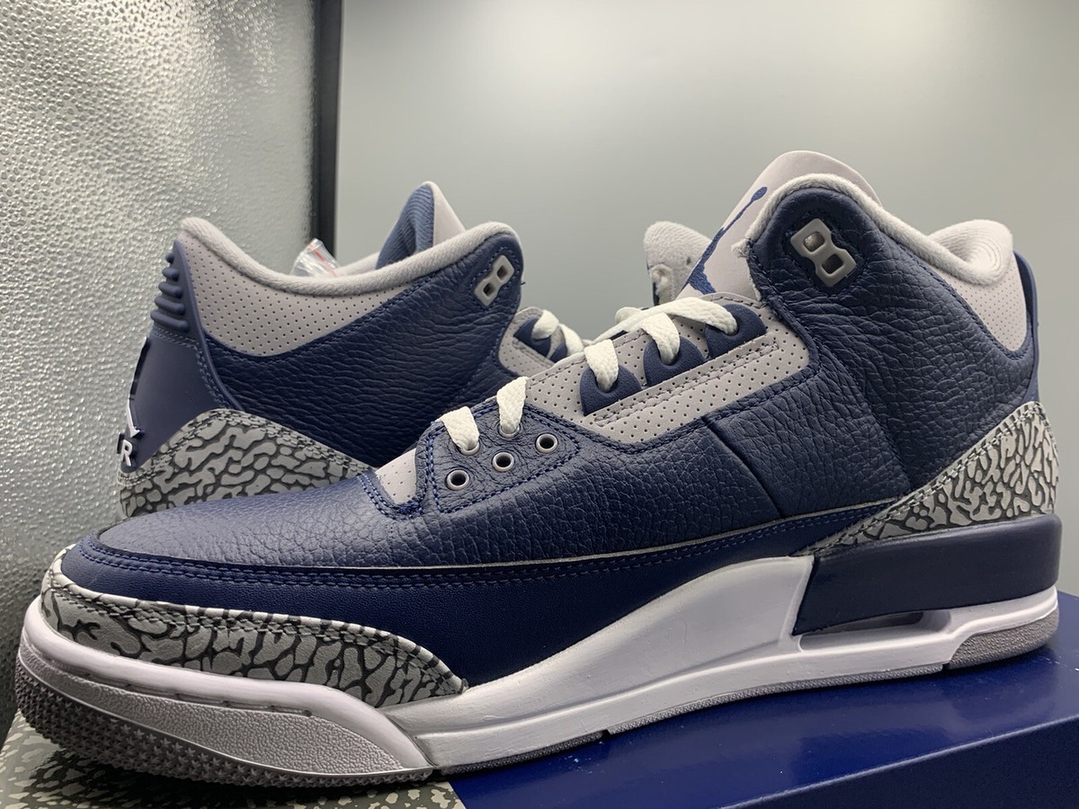 Nike Air Jordan 3 Retro Midnight Navy Georgetown Women Sz 8, GS