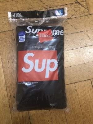 Supreme Hanes Black 4 Pack Boxer Briefs Large L 36