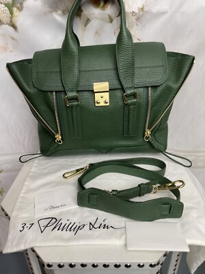 3.1 PHILLIP LIM medium pashi satchel/shoulder bag GREEN LEATHER