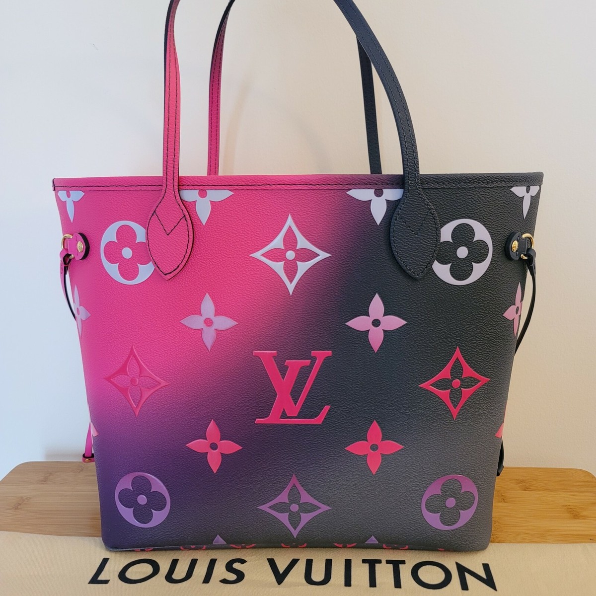 Louis Vuitton Midnight Fuschia Neverfull MM Monogram Giant Flower