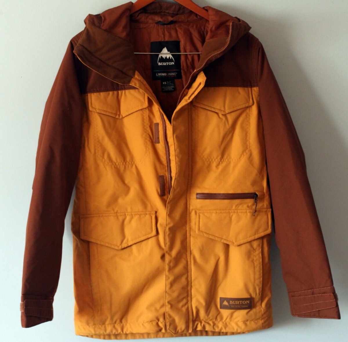 BURTON Covert Jacket Brown Yellow Men's XS Living Lining Parka