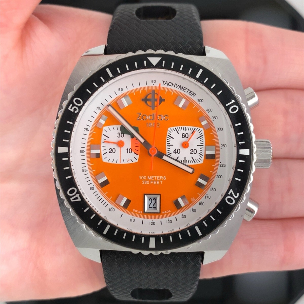 Zodiac Z02209 Seadragon Chronograph Orange Dial Date Quartz Men's