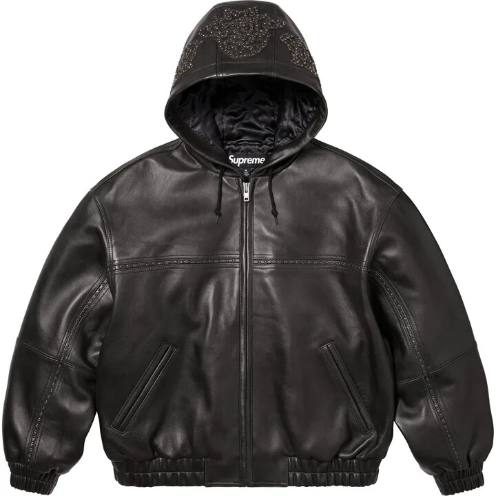 Supreme Studded Hooded Leather Jacket Black | eBay