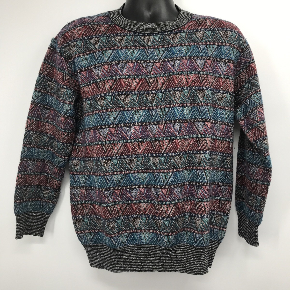 MISSONI Sport Vintage Men's Wool Blend Crewneck Multi Color