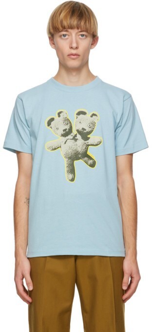 HEAVEN by MARC JACOBS DOUBLE-HEADED TEDDY BEAR T-SHIRT BLUE L NEW