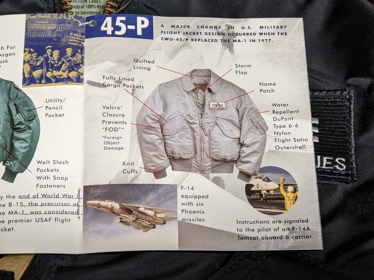 USA Made CWU-45P Alpha Industries US Army Flight Military Bomber