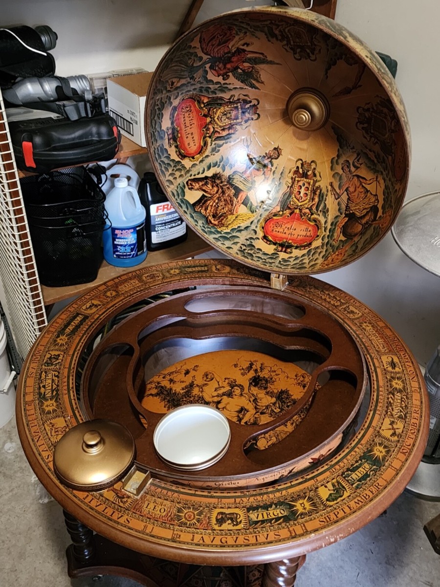 1970's Vintage Zoffoli Antique Globe Bar 44x34x34 / Italian Zodiac