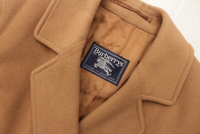 Women's VINTAGE BURBERRYS Camel Wool Overcoat Long Coat RARE Gold