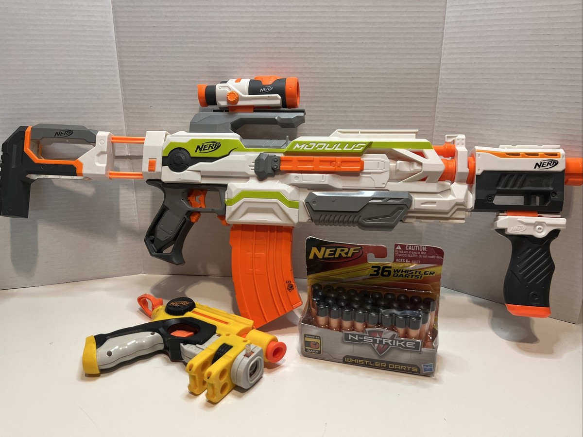 Nerf Modulus Longstrike Blaster & EX3 Laser Pistol.+Whistle Dart