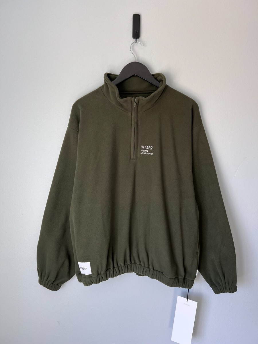 WTAPS Depst Quarter Zip Fleece Jacket - Size Large - Olive Green