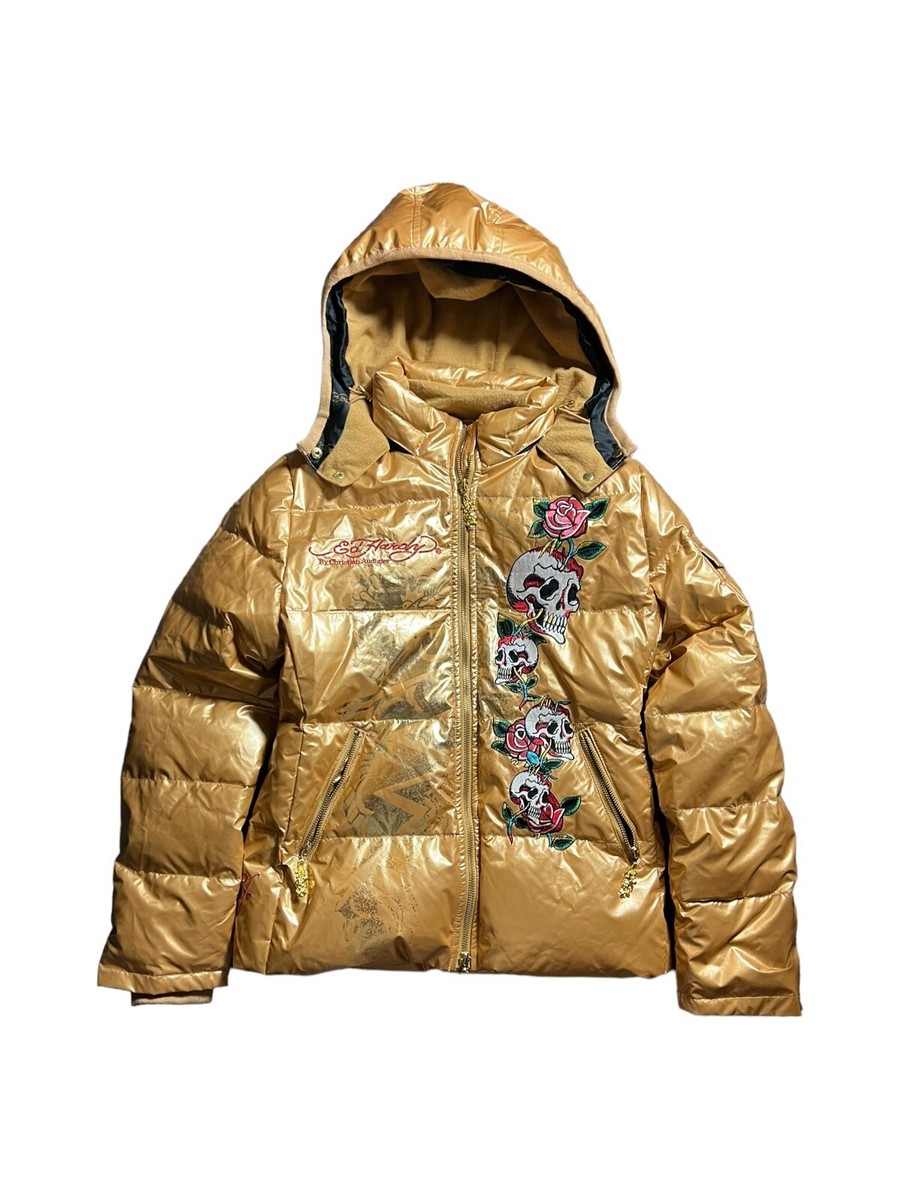 SIZE SMALL. ED HARDY by Christian Andigier. Y2K Vintage RARE Gold