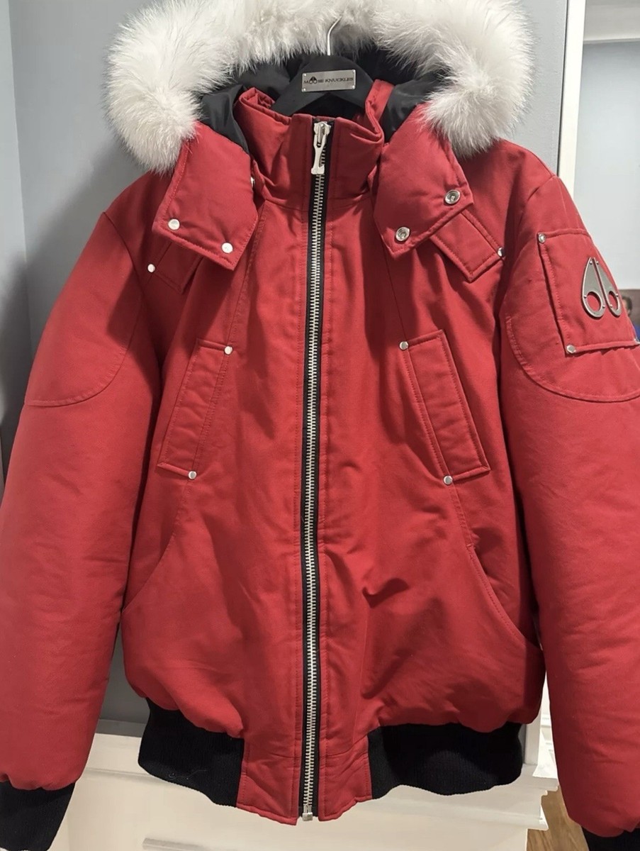 Moose Knuckles Ballistic Bomber Men's Size XL White Fur | eBay