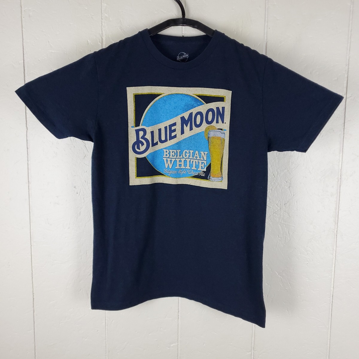 Blue Moon Shirt Mens Medium Blue Graphic Crew Neck Short Sleeve