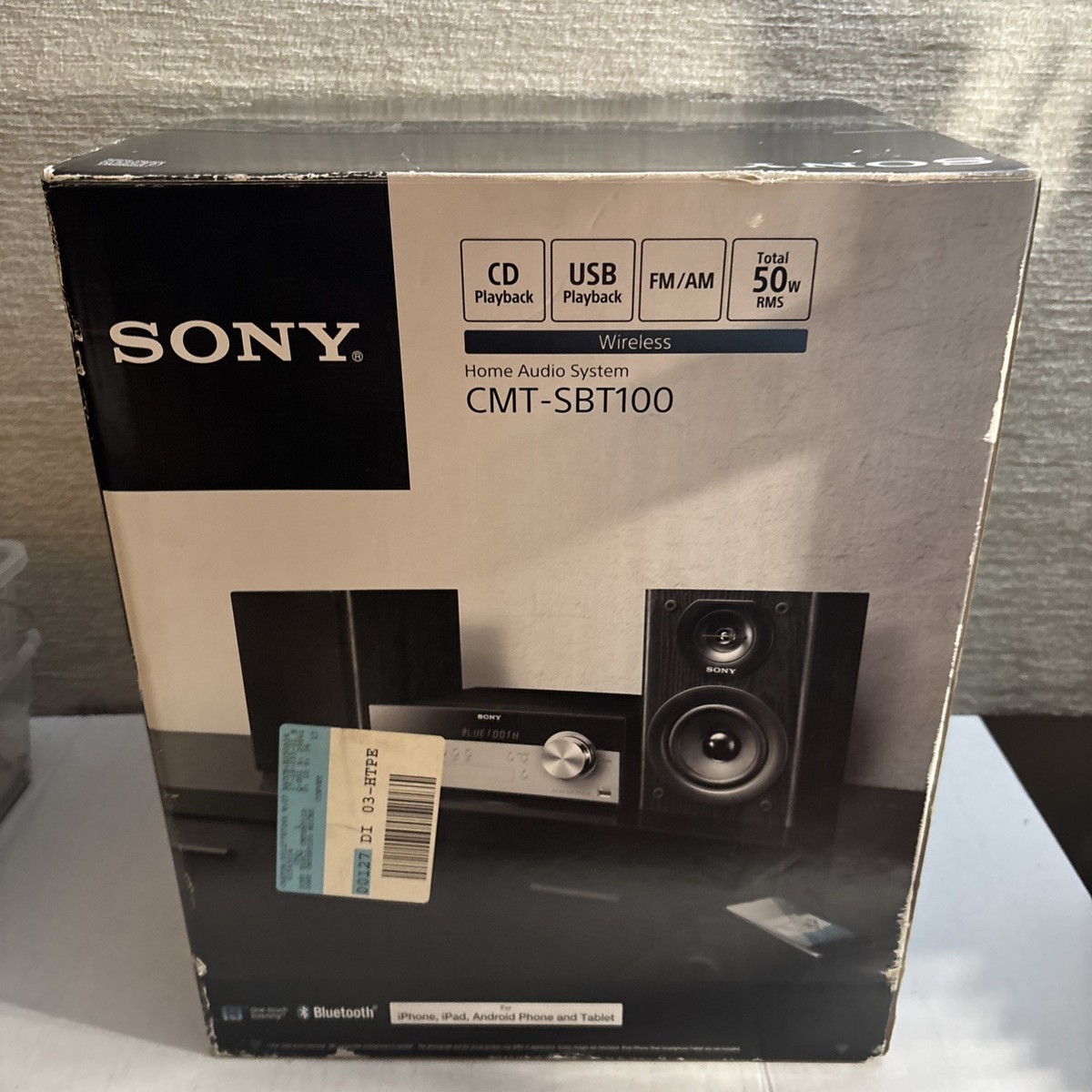 Sony CMT-SBT100 CD AM/FM Bluetooth USB AUX Wireless Home Audio