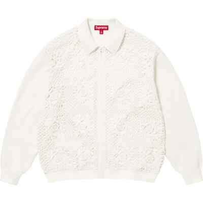 Supreme Crochet Zip Up Cardigan Black White Red 3colors 25SS New