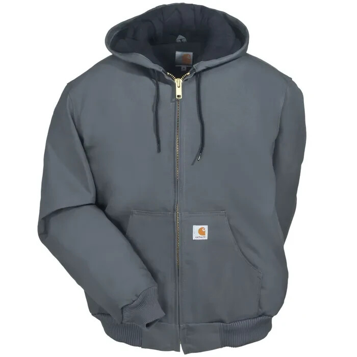 NEW Carhartt Men's Light Gray Zip-Up Hooded Jacket Model J140-GVL