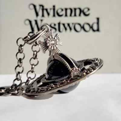 Vivienne Westwood Small Orb Necklace Pendant Black x floral