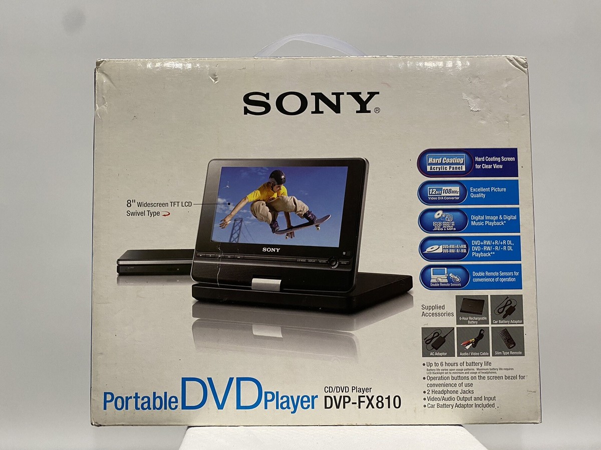 Sony Portable DVD Player DVP-FX810 Black Swivel Screen , and Cords